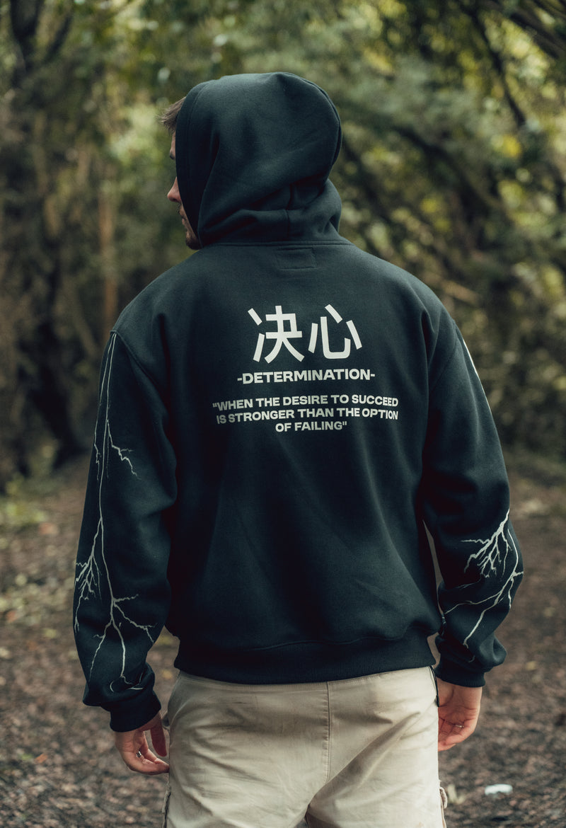 “Determined to succeed” acid wash hoodie